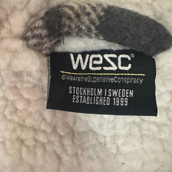 WESC | Unisex Liam Plaid Full-Zip Sherpa-Lined Shirt Jacket Barn Coat - Size M/L - Picture 4 of 6